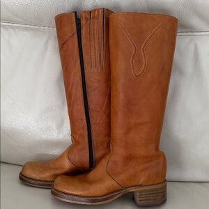 ACME Tan Leather Campus Heeled Boots